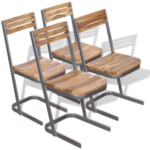 Sillas de Comedor 4 Unidades Madera Maciza de Teca