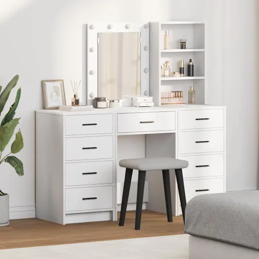 Mesa de Tocador Con Cajón   Blanco 40 x 41 x 135 cm (3 pcs)