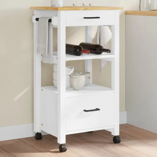 Carrito de Cocina MONZA Madera Maciza de Pino 48x40x88,5 cm