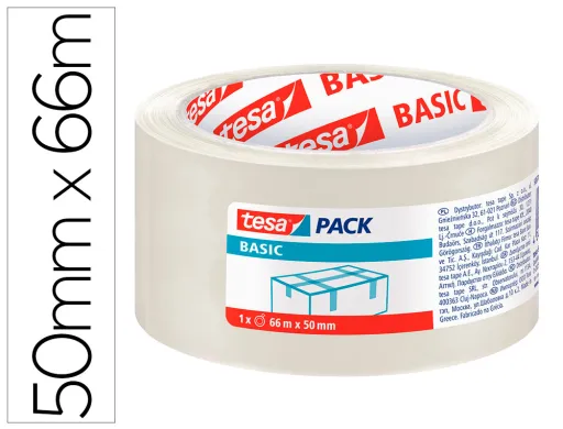 Cinta Adhesiva Tesa Transparente Basic 66 m x 50 mm Para Embalaje