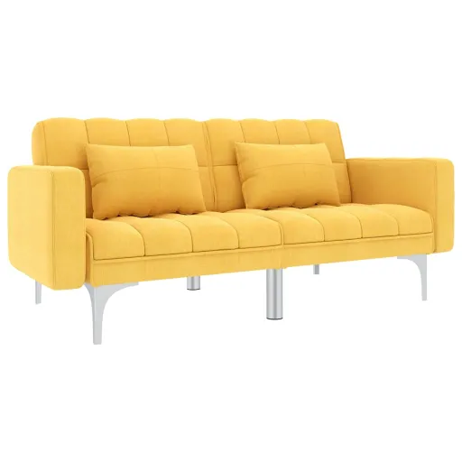 Sofá Cama de Tela Amarillo