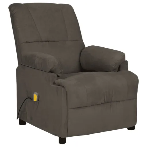 Sillón de Masaje Eléctrico Tela de Microfibra Gris Oscuro