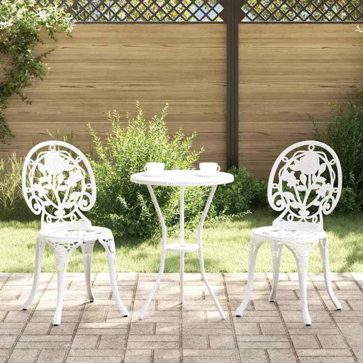 Juego Bistro de Jardín   Blanco Aluminio (3 pcs)