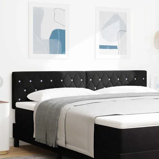 Cabecero de Terciopelo Argyle Manual Negro 180 cm Terciopelo