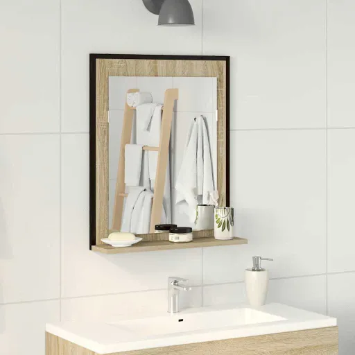 Espejo de Baño Con Estante Con Espejo Negro 50 x 12 x 60 cm