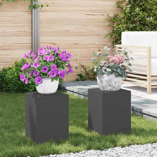 Soporte de Plantas   Negro 24 x 24 x 35 cm Acero (2 pcs)