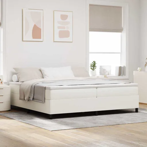 Cama Tipo Box Spring Crema 200 x 200 cm Telas de Pana