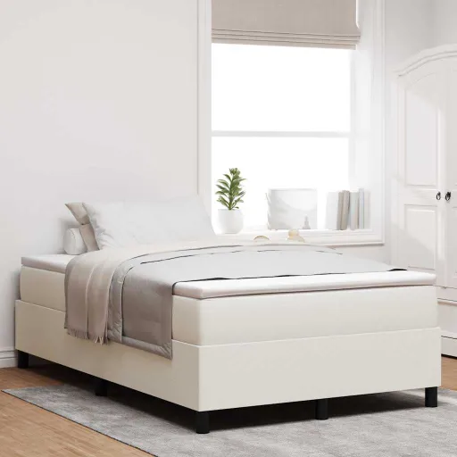 Cama Tipo Box Spring Crema y Blanco 203 x 120 x 60 cm