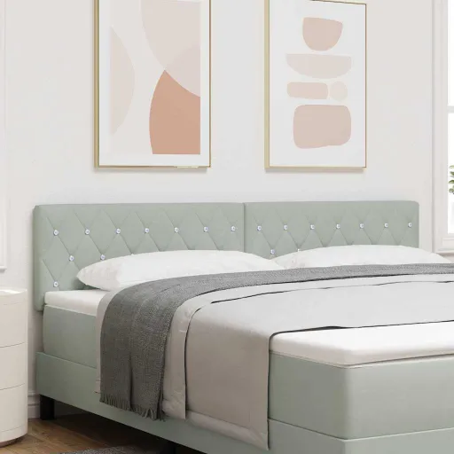 Cabecero LED Con Tira de Luces LED Gris Claro 180 cm Poliéster