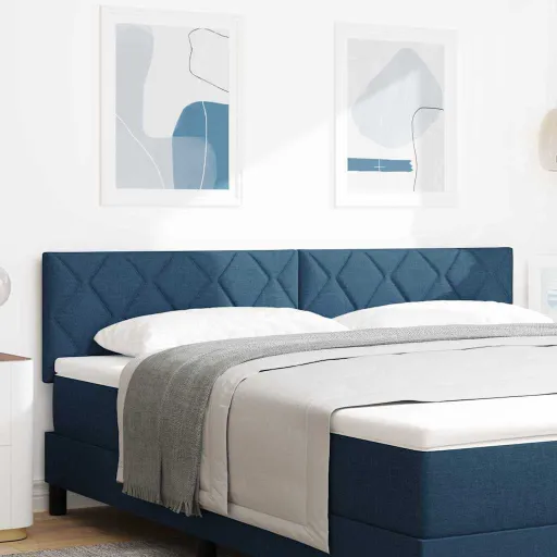 Cabecero Con Luces de Tiras LED Con Cabecera Azul 180 cm Tela
