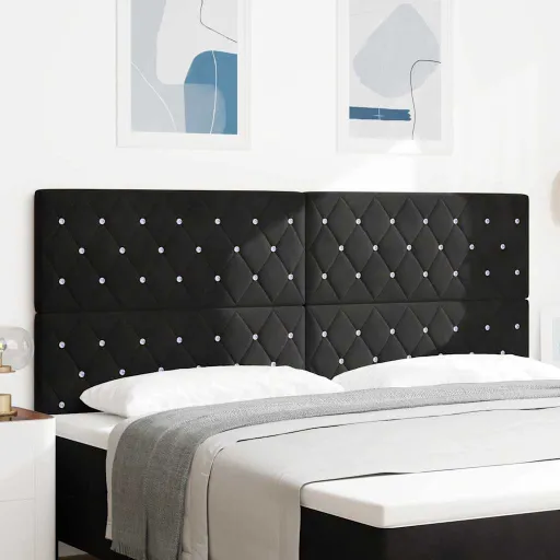 Cabecero LED Con Tira de Luces LED Negro 200 cm Poliéster