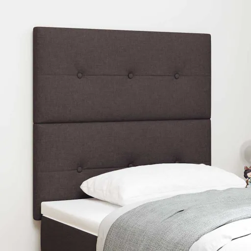Cabecero LED Con Luces de Tiras LED Marrón Oscuro 90 cm Tela