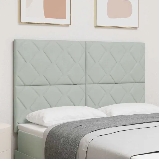 Cabecero LED Con Cabecera Gris Claro 160 cm Cuero Sintético