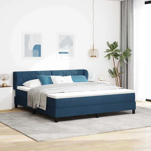 Cama Box Spring Con Colchón Con Colchón Azul 180 x 200 cm Tela