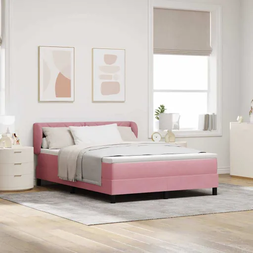 Cama Con Somier y Colchón Gris Oscuro 80x200 cm Terciopelo Rosa