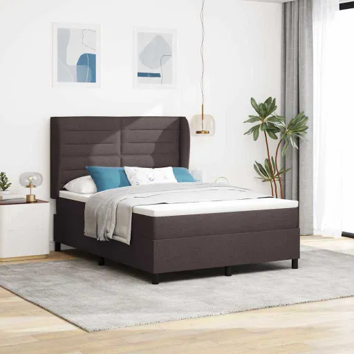 Cama Tipo Box Spring Marrón Oscuro 140 x 190 cm Tela