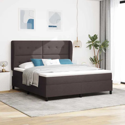 Cama Tipo Box Spring Marrón Oscuro 180 x 200 cm Tela