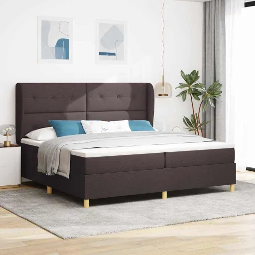 Cama Con Somier y Colchón Gris Oscuro 90x190 cm de Tela