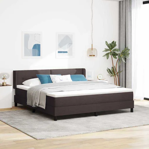 Cama Box Spring Con Colchón Marrón Oscuro 180 x 200 cm