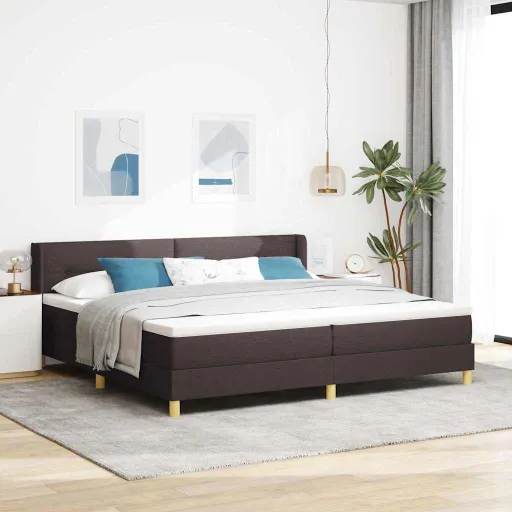 Cama Tipo Box Spring Marrón Oscuro 200 x 200 cm Madera