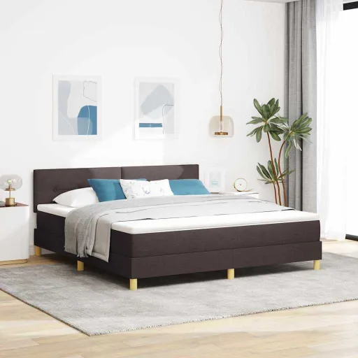Cama Tipo Box Spring Marrón Oscuro 180 x 200 cm Tela
