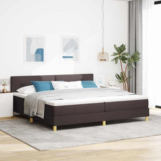 Cama Tipo Box Spring Marrón Oscuro 200 x 200 cm Tela