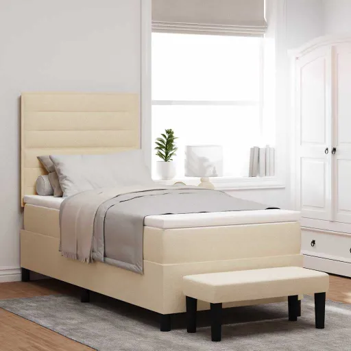 Cama Tipo Box Spring Con Colchón Crema 100 x 200 cm