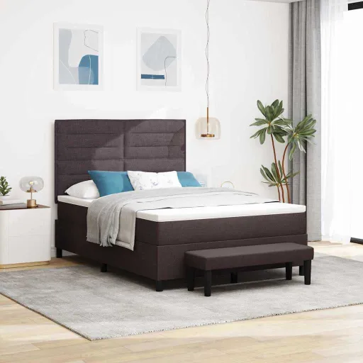 Cama Tipo Box Spring Marrón Oscuro 140 x 200 cm Tela