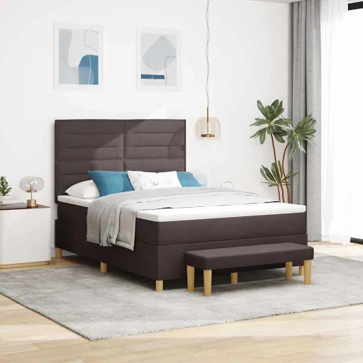 Cama Tipo Box Spring Marrón Oscuro 140 x 200 cm Tela