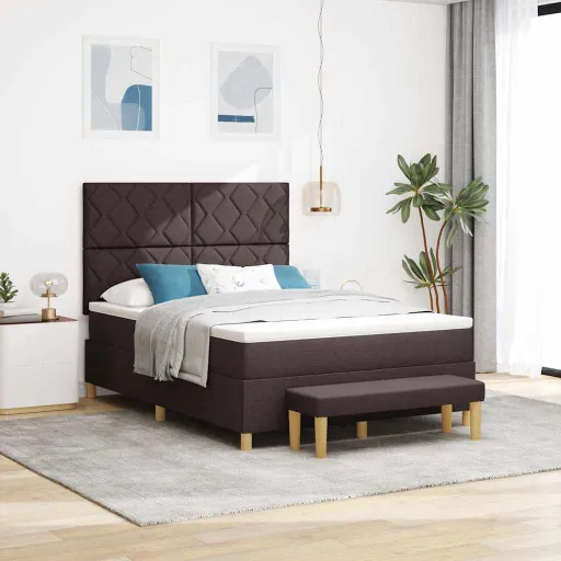 Cama Tipo Box Spring Marrón Oscuro 140 x 190 cm Tela