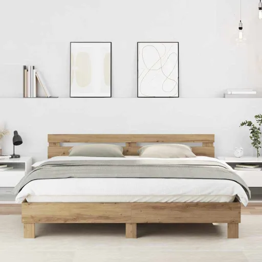 Marco de Cama Roble Artesanal 180 x 200 cm Madera Contrachapada