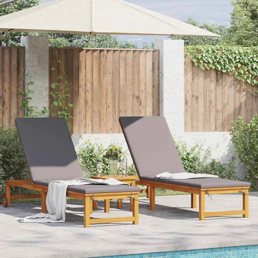 Tumbona   Marrón 202 x 53 x 89 cm Madera de Acacia Sólida (2 pcs)
