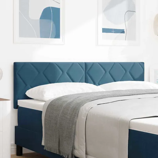 Cabecero LED Con Cabecera Azul Oscuro 144 cm Cuero Sintético