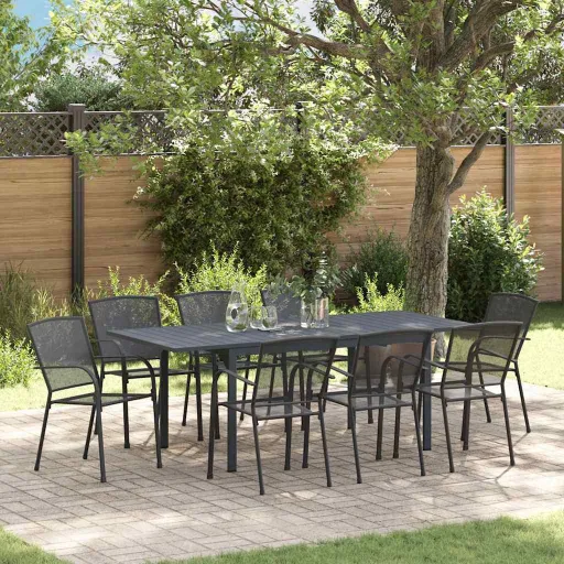 Conjunto de Comedor de Jardín   Antracita Acero (9 pcs)