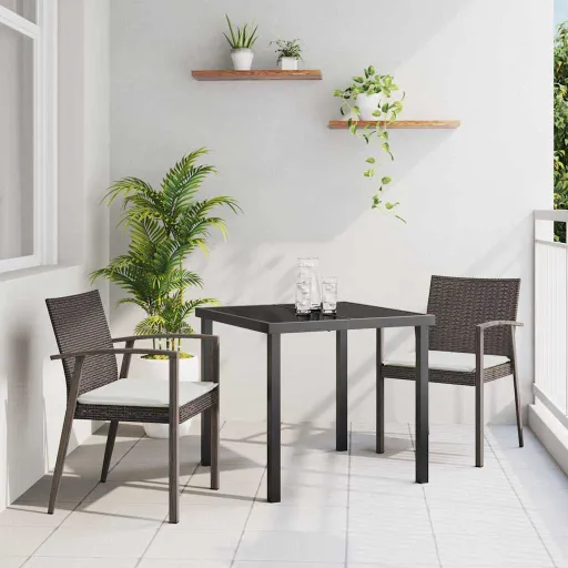 Conjunto de Comedor de Jardín   Marrón y Negro (3 pcs)