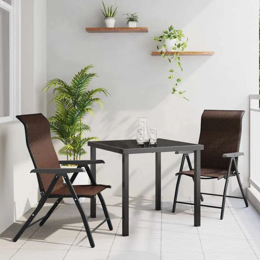Conjunto de Comedor de Jardín   Marrón (3 pcs)