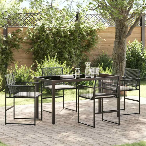 Conjunto de Comedor de Jardín   Negro (5 pcs)