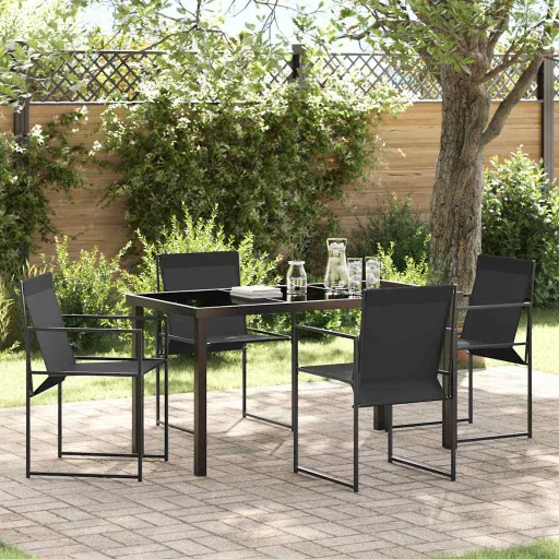 Conjunto de Comedor de Jardín   Negro (5 pcs)