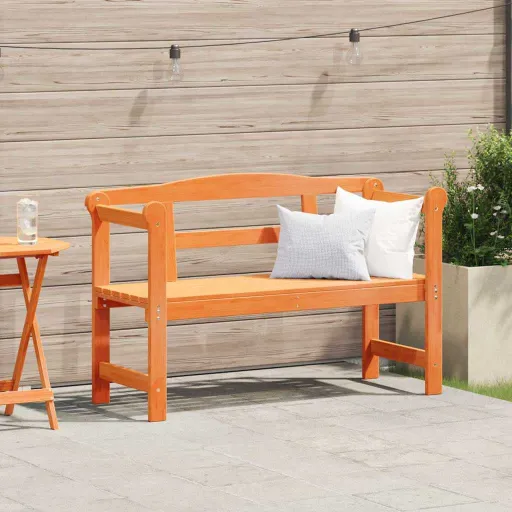 Banco de Exterior Marrón 119 x 44 x 76 cm Madera de Pino Macizo