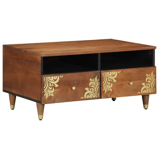 Mesa de Café Marrón Miel 80 x 54 x 40 cm Madera de Mango Maciza