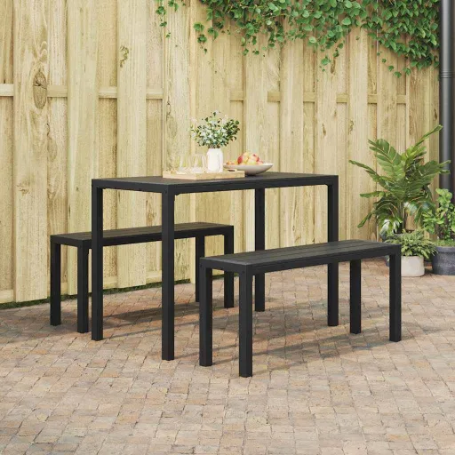 Conjunto de Comedor de Jardín   Antracita Acero (3 pcs)