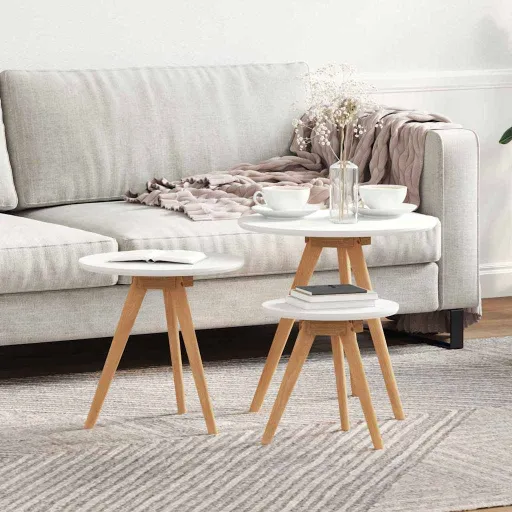 Mesa de Café   Marrón Madera de Nogal Sólido (3 pcs)