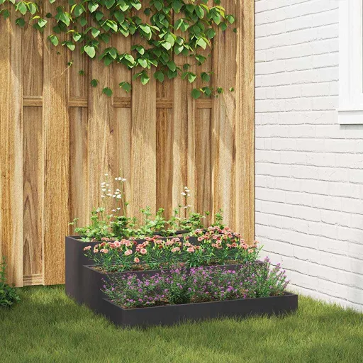 Macetero de Jardín Negro 90 x 90 x 35 cm Acero Laminado en Frío