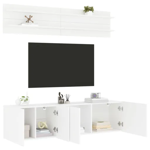 Muebles de TV de Pared 6 Piezas Madera de Ingeniería Blanco