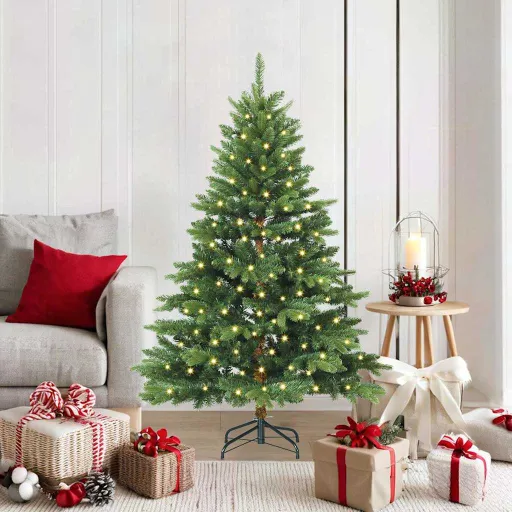 Árbol de Navidad Artificial Con 150 LED Verde 150 cm PE y PVC
