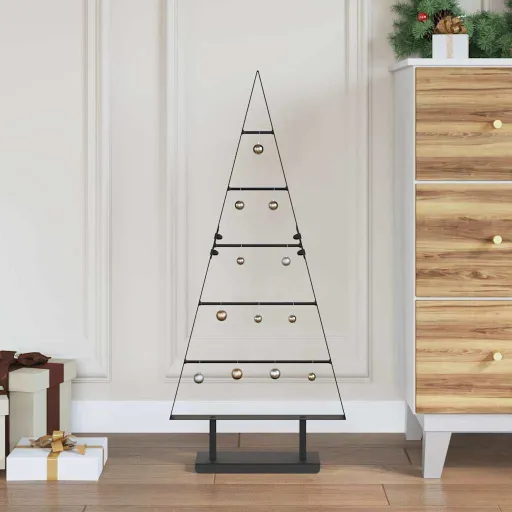 Árbol de Navidad de Metal Con Soporte Negro 90 cm Acero