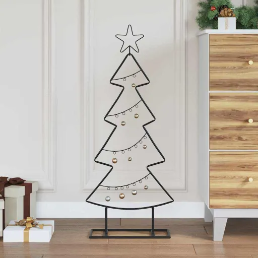 Árbol de Navidad de Metal Con Soporte Negro 90,5 cm Acero