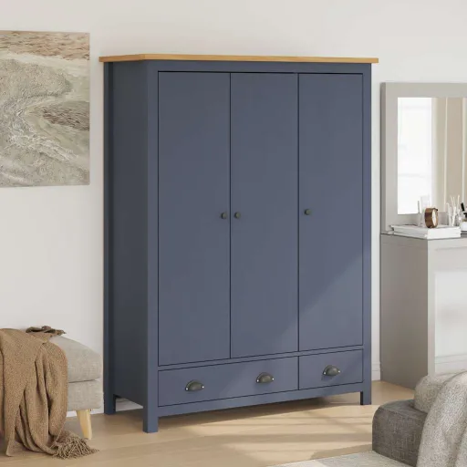 Armario de 3 Puertas Hill Range Madera Pino Gris 127x50x170cm