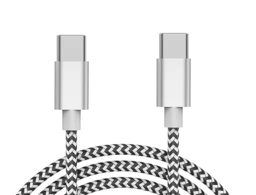 Cable Usb-c a Usb-c q-Connect Nailon Longitud 1m Blanco