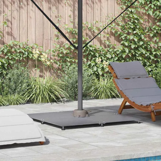 Base Para Sombrilla Aspecto de Madera Gris Oscuro